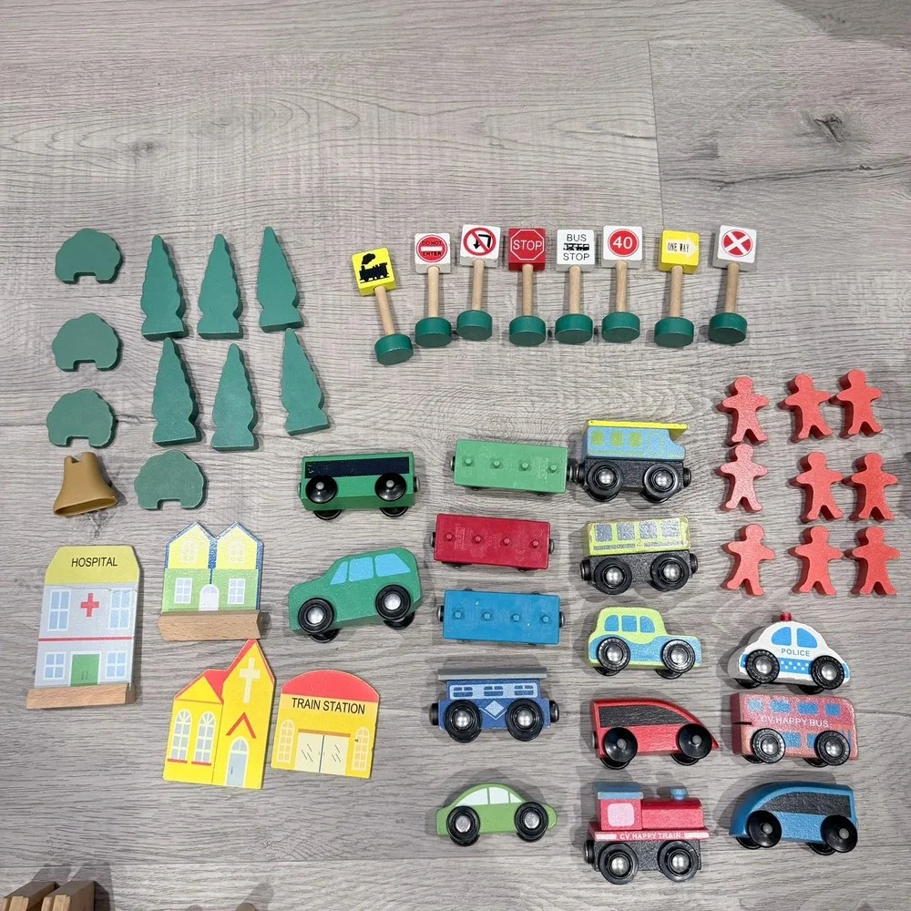 Wooden Train Set & Accessories Mixed Lot Educational Railway Play Figures Build - Picture 4 of 5